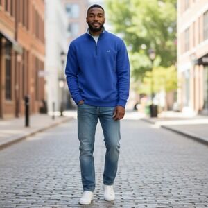 Vineyard Vines Blue Pima Cotton 1/4 Zip‎ Pullover Sweatshirt Men's Size Medium